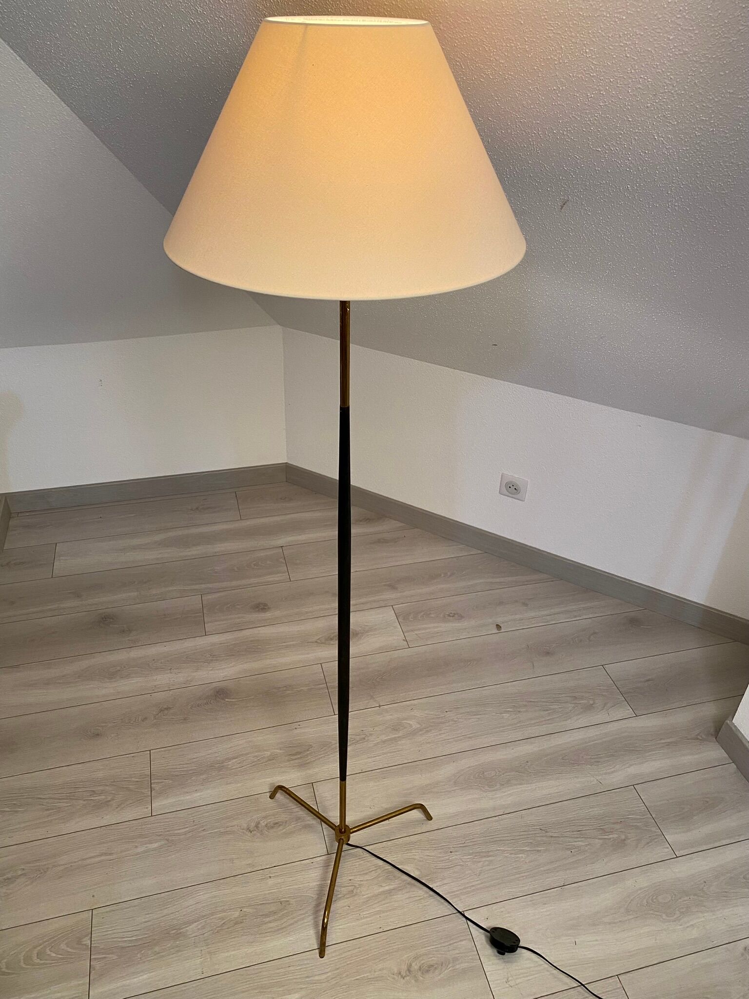 Floor lamp metal brass year 50 design Lunel / vintage