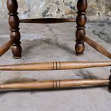 Pair of turned wooden spool armchairs, mid-20th century, France