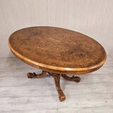 Napoleon III era pedestal table in burr walnut