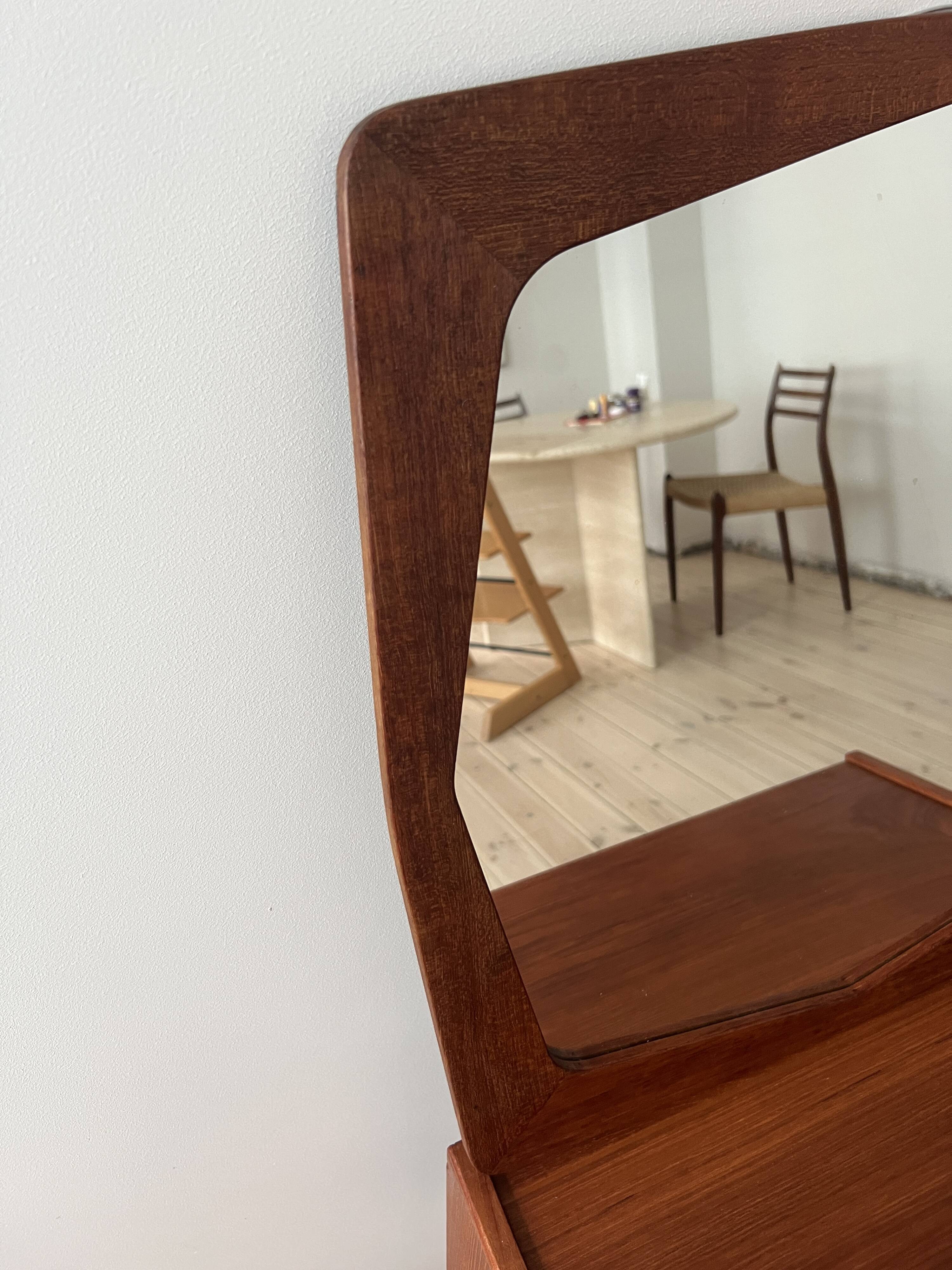 Danish vintage set of chest of drawers and mirror, teak, 1960s