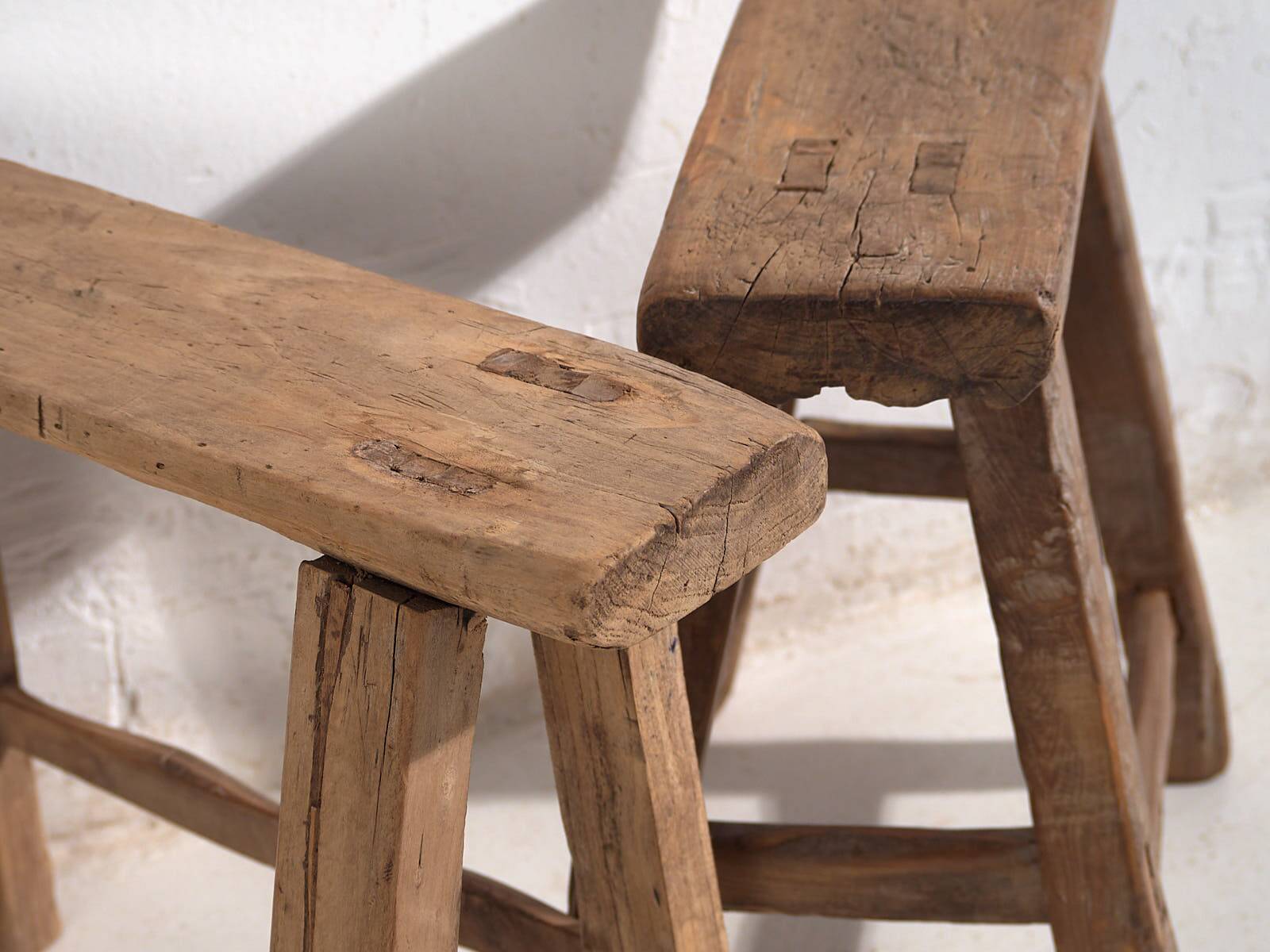 Pair of antique stools (circa 1900). Set of 2 pieces