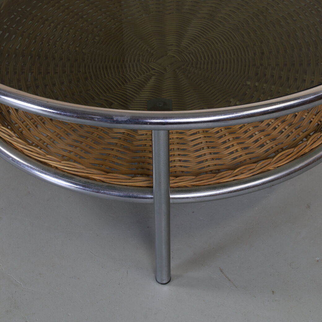 Vintage coffee table chrome & glass, 1970s