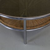 Vintage coffee table chrome & glass, 1970s