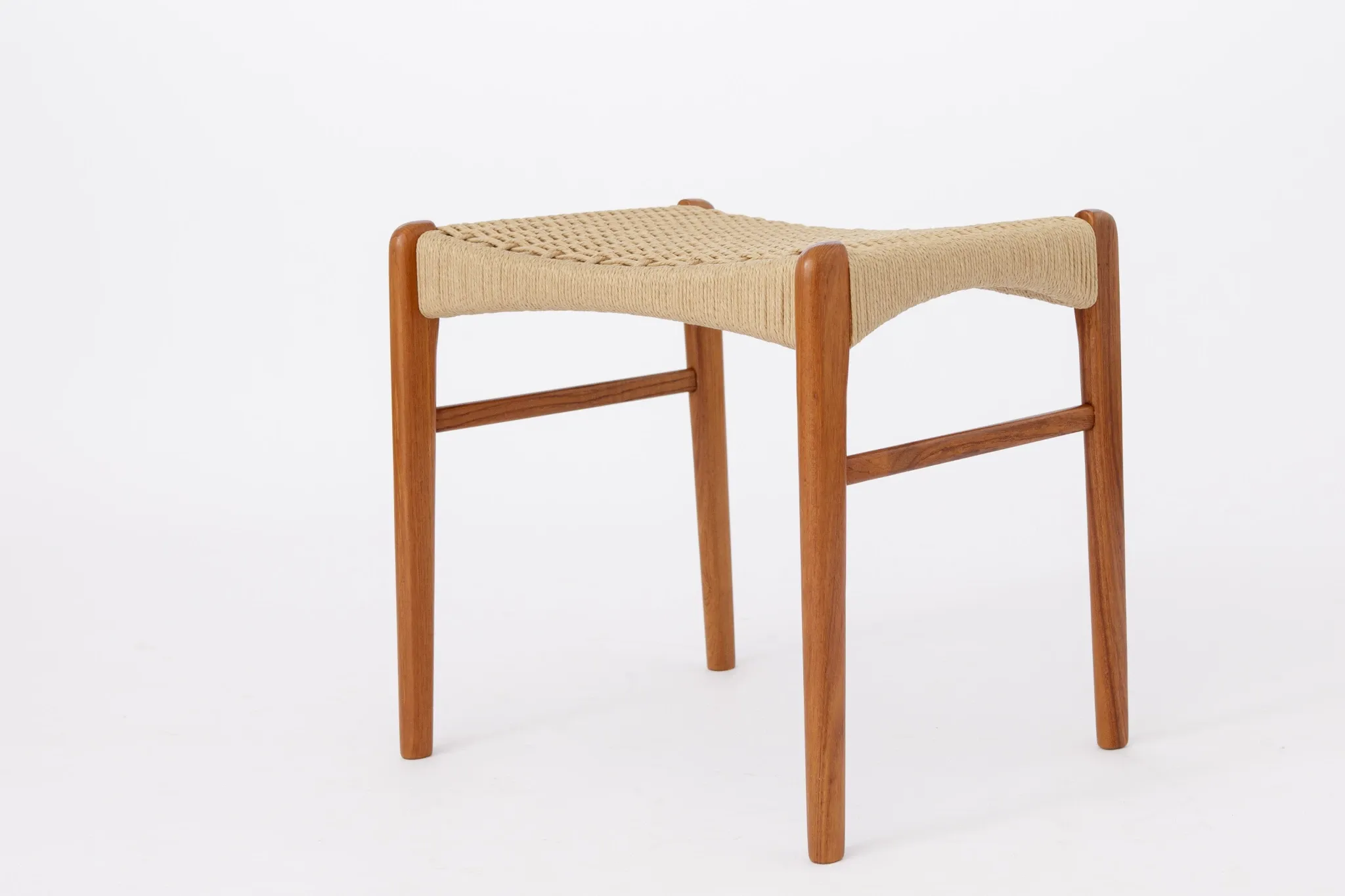 Arne Wahl Iversen Teak Ottoman, Danish Mid-Century Footstool, 1960s-1970s