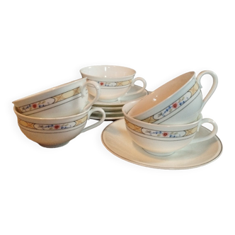 5 porcelain cups and sub-cups Orlando collection by Villeroy & Boch