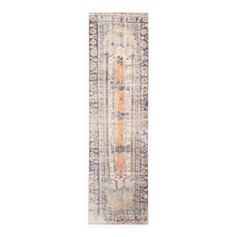 Turkish Colorful Soft Color Vintage Runner Rug, 80x293Cm