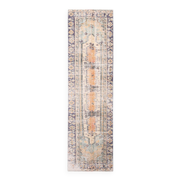 Turkish Colorful Soft Color Vintage Runner Rug, 80x293Cm