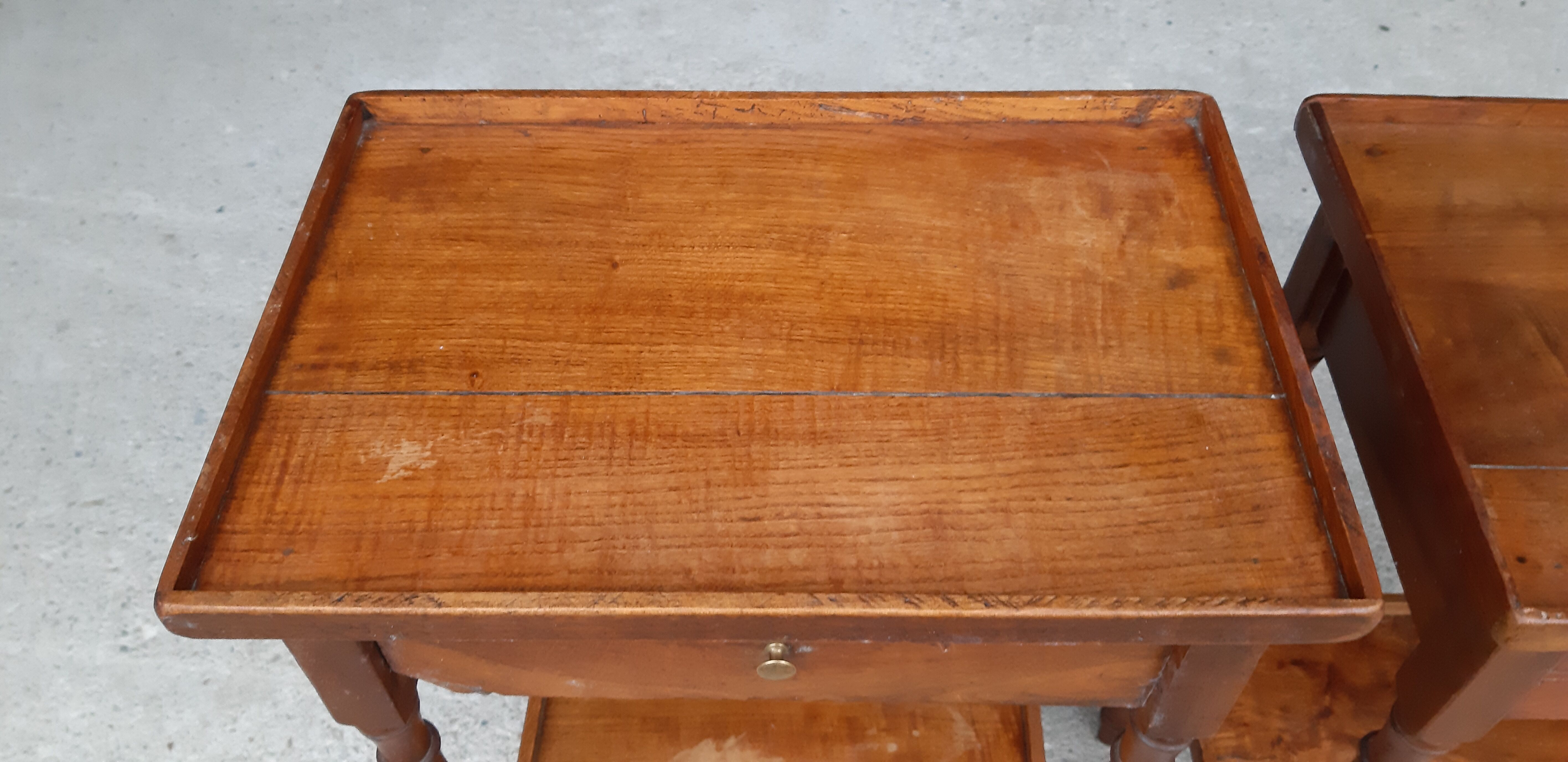 Pair of bedside tables in walnut 19th