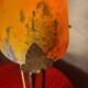 antique wrought iron lamp from 1900 at 40 with a very large glass paste shade 45