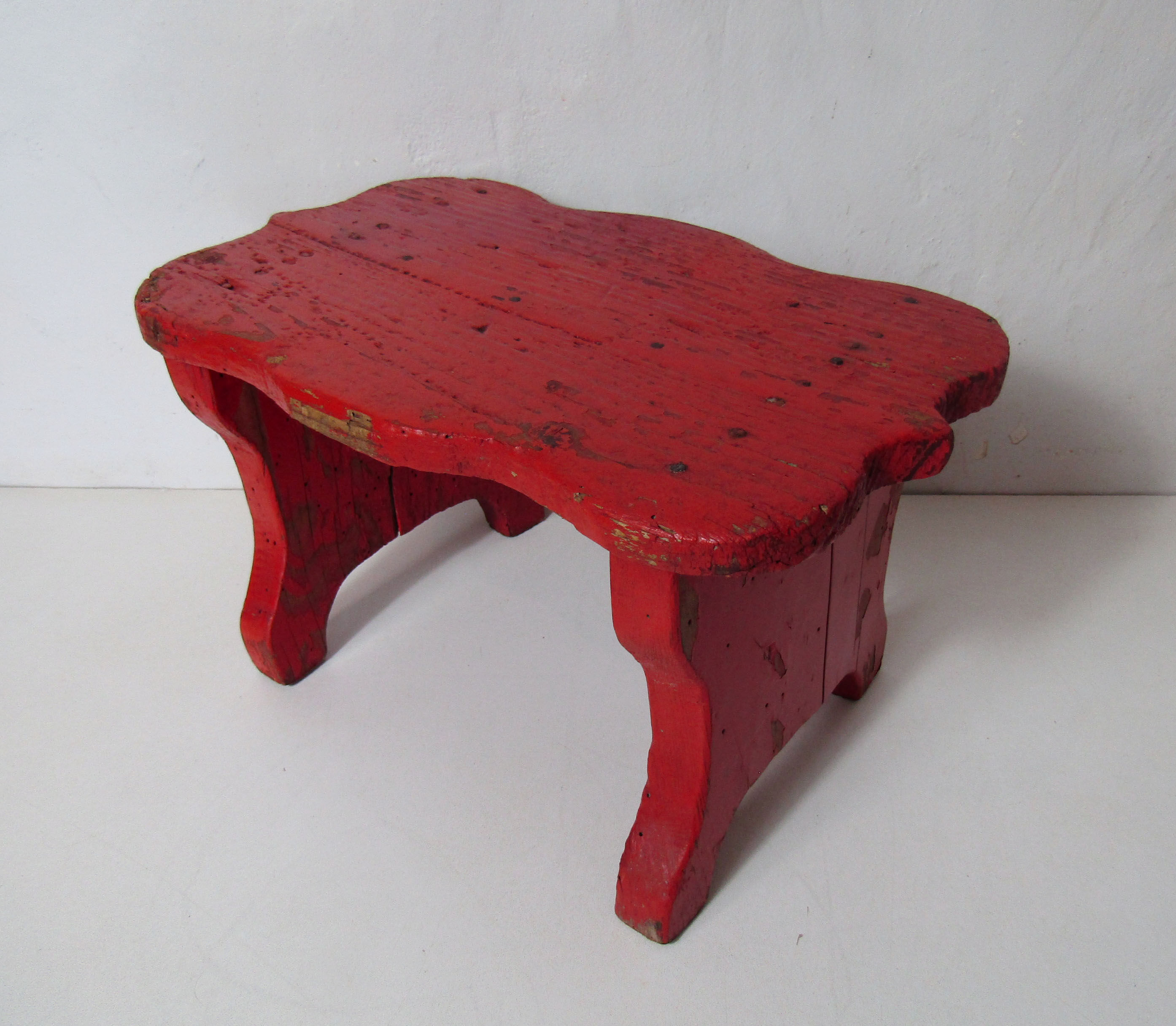 Old wooden bench red vintage vermilion