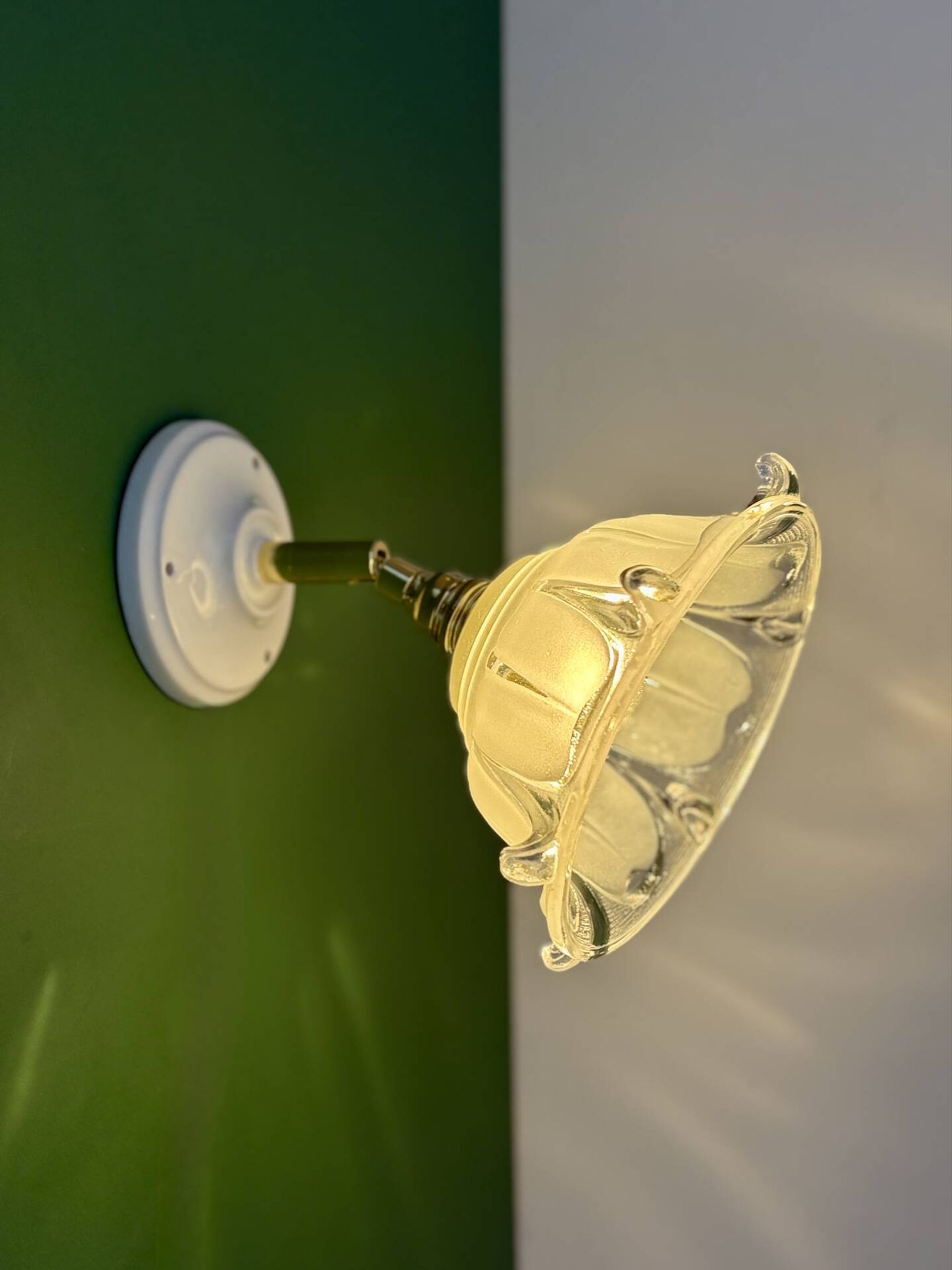 Vintage frosted glass lampshade wall light