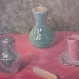 Tableau huile . Nature morte au biscuit