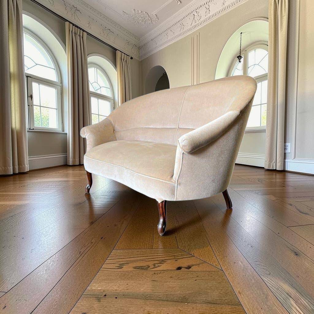 Canapé vintage beige deux places / fauteuil / banc