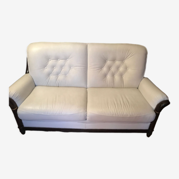 Leather convertible sofa