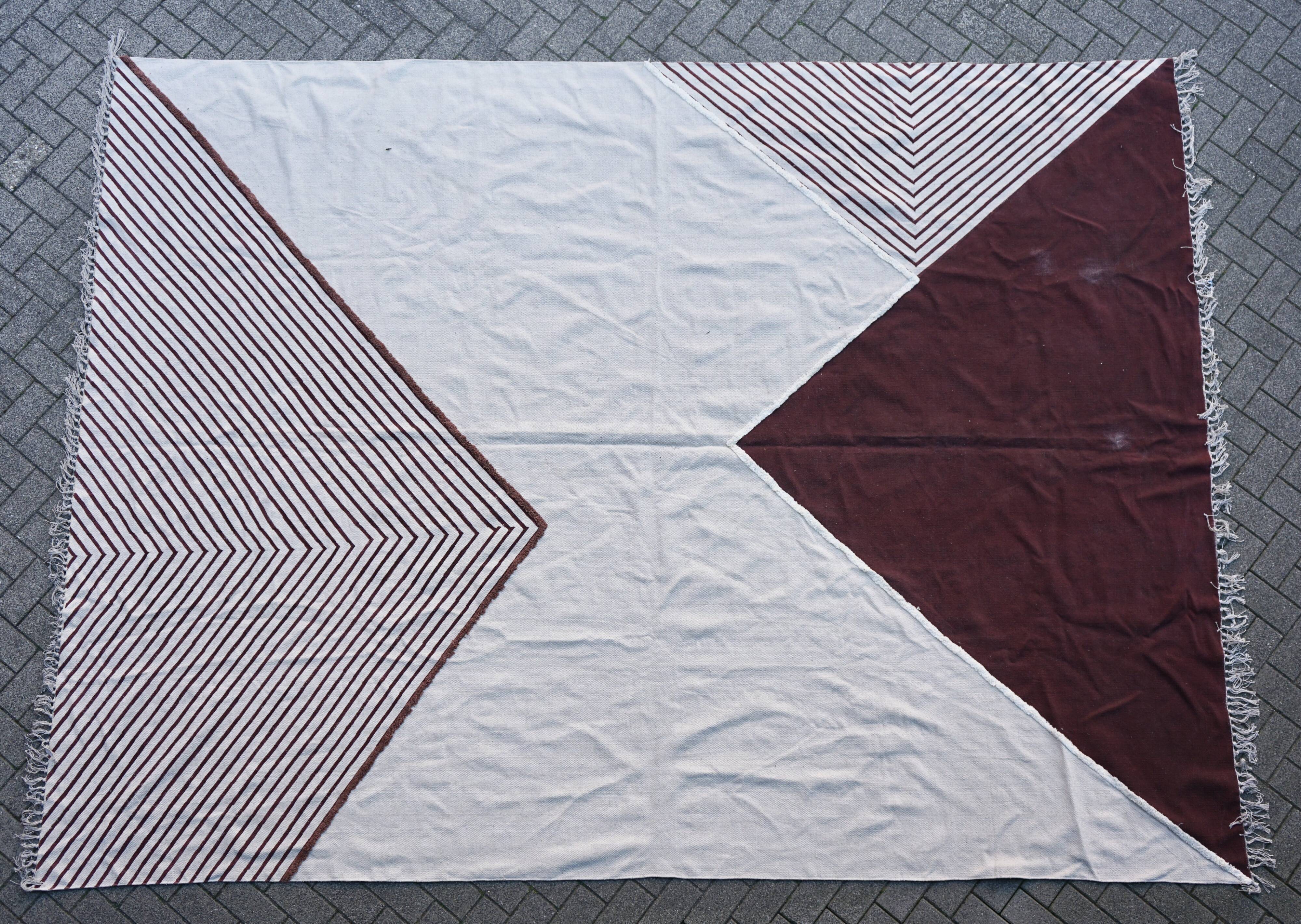 Grand sofa throw Kelim with geometric pattern, 1970s