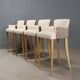 Antique stools by William Yeoward in beech and brass, England, 20th century.