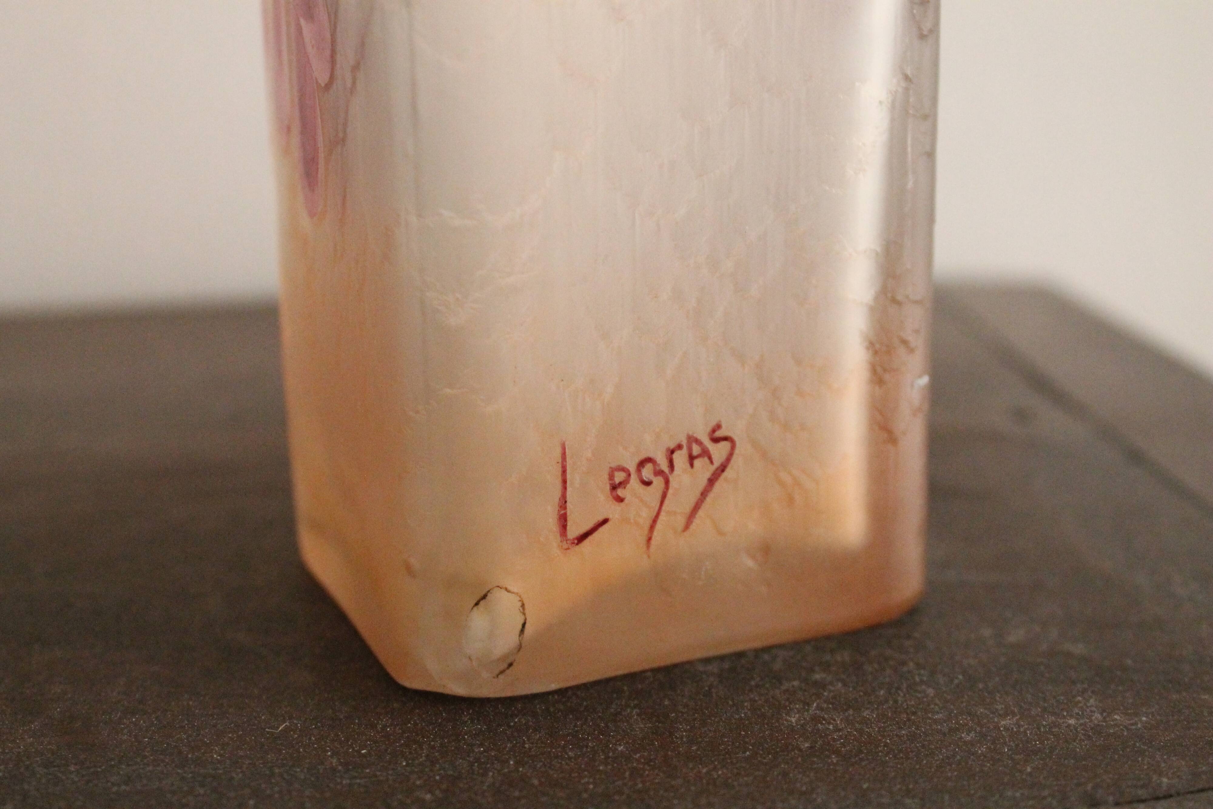 François-Théodore Legras square-sectioned vase, Rubis series, Art Nouveau, 1900