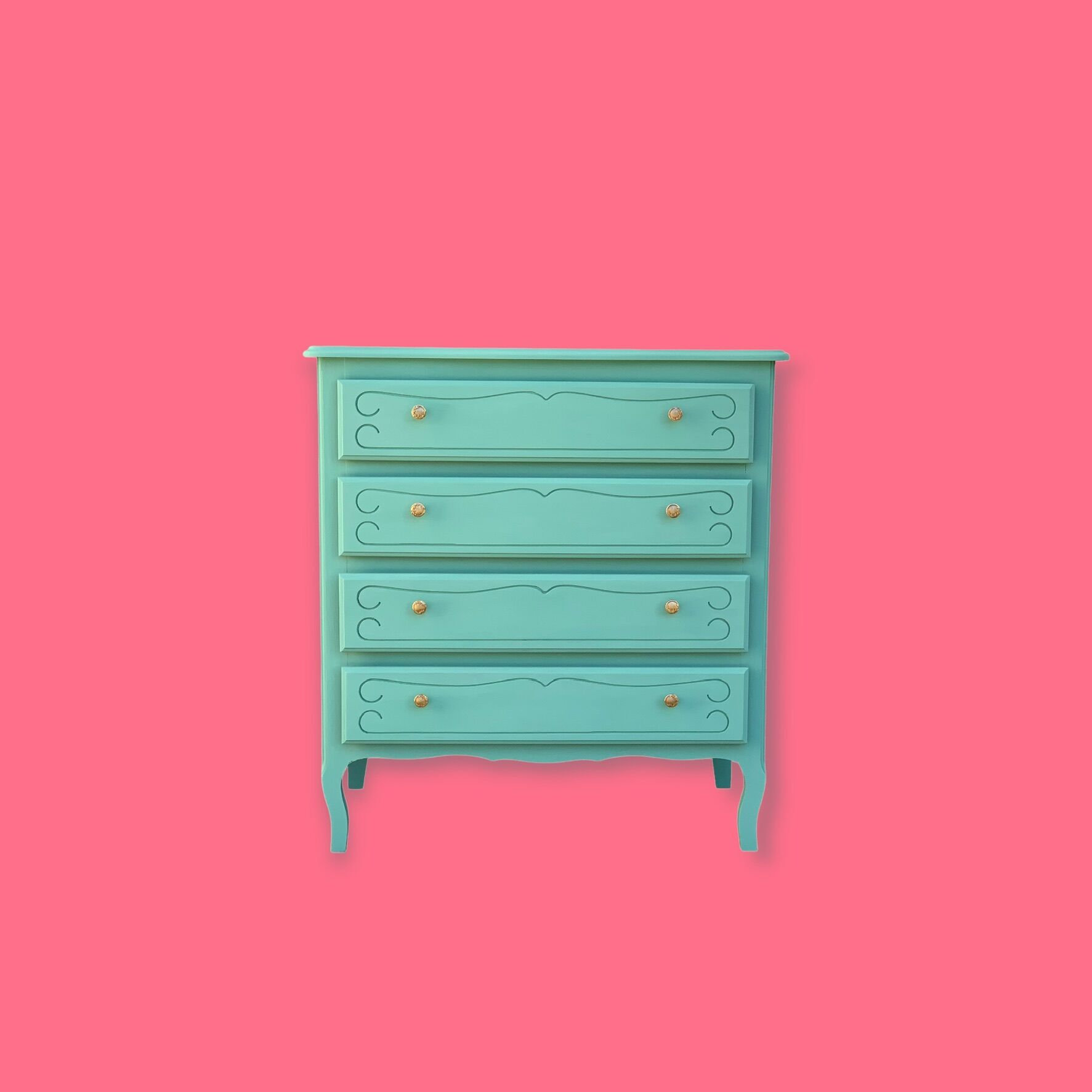 Vintage mint green chest of drawers 1950