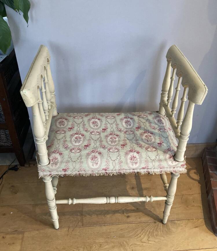 Straw-seated bench, late 19th/early 20th century (formerly a piano bench)