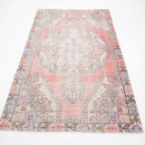 4x7 Pale Red & Beige Rustic Vintage Rug, 129x217Cm