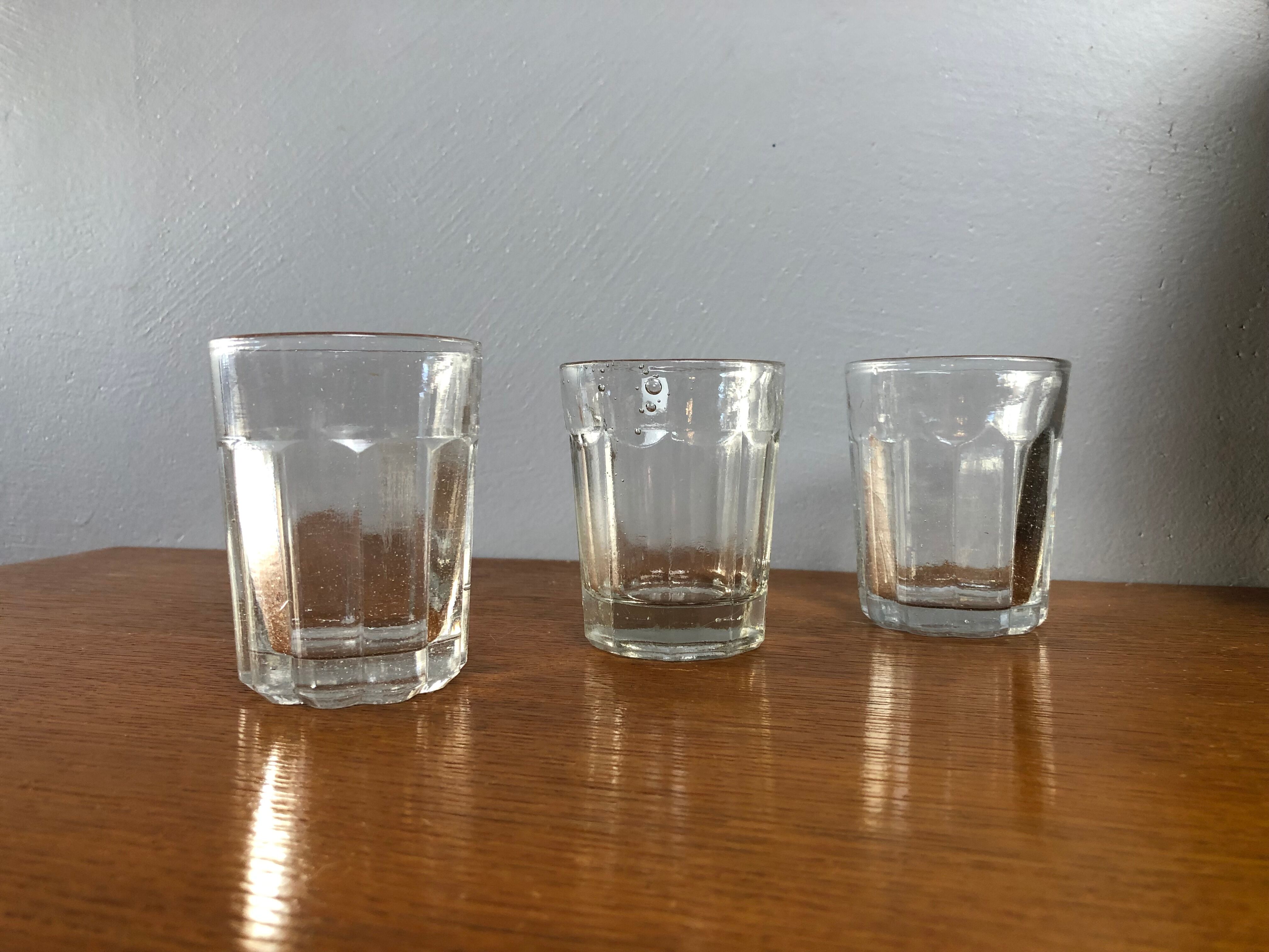 3 blown glass cups