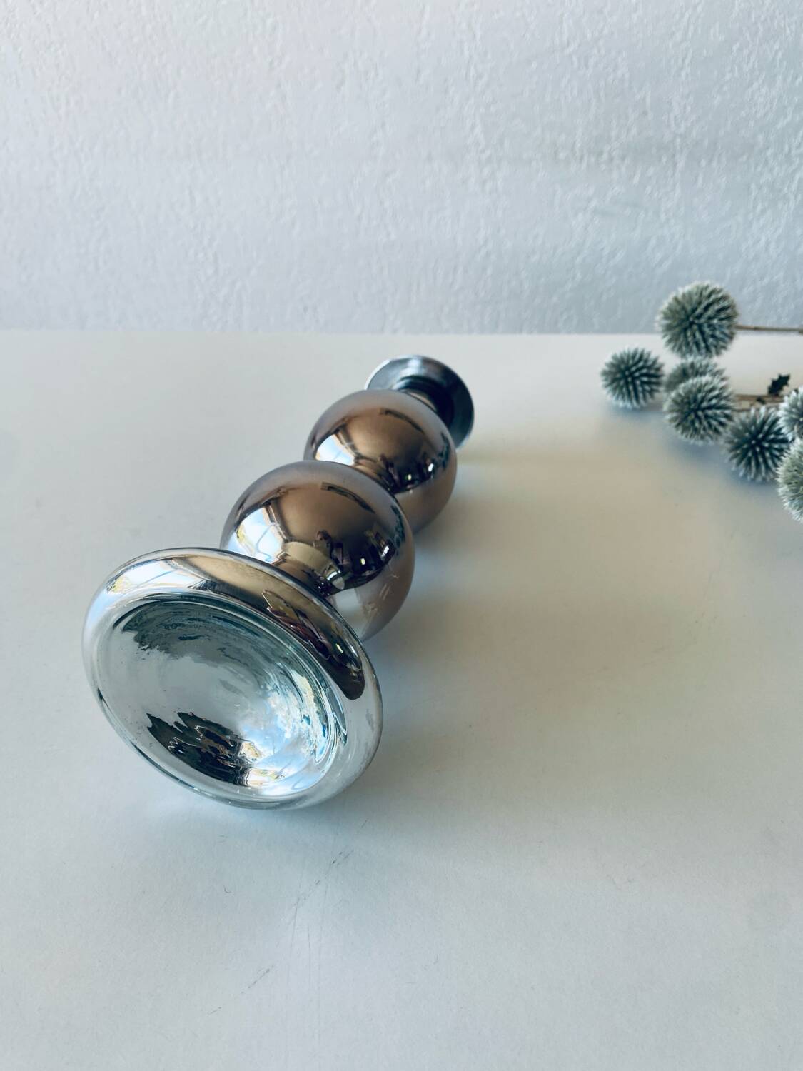 Eglomise glass candle holder