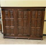 Antique neo-Gothic wardrobe with linen drawers.