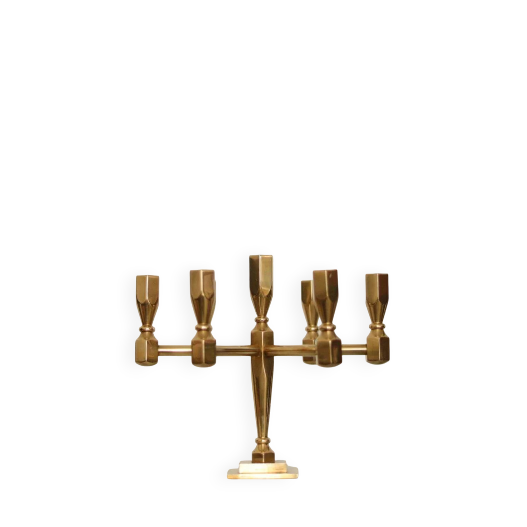 Swedish vintage brass seven arm candelabra by Gusum