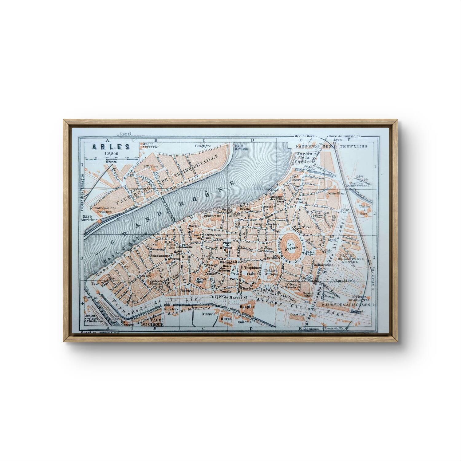 Arles, old small map, printed in 1906.