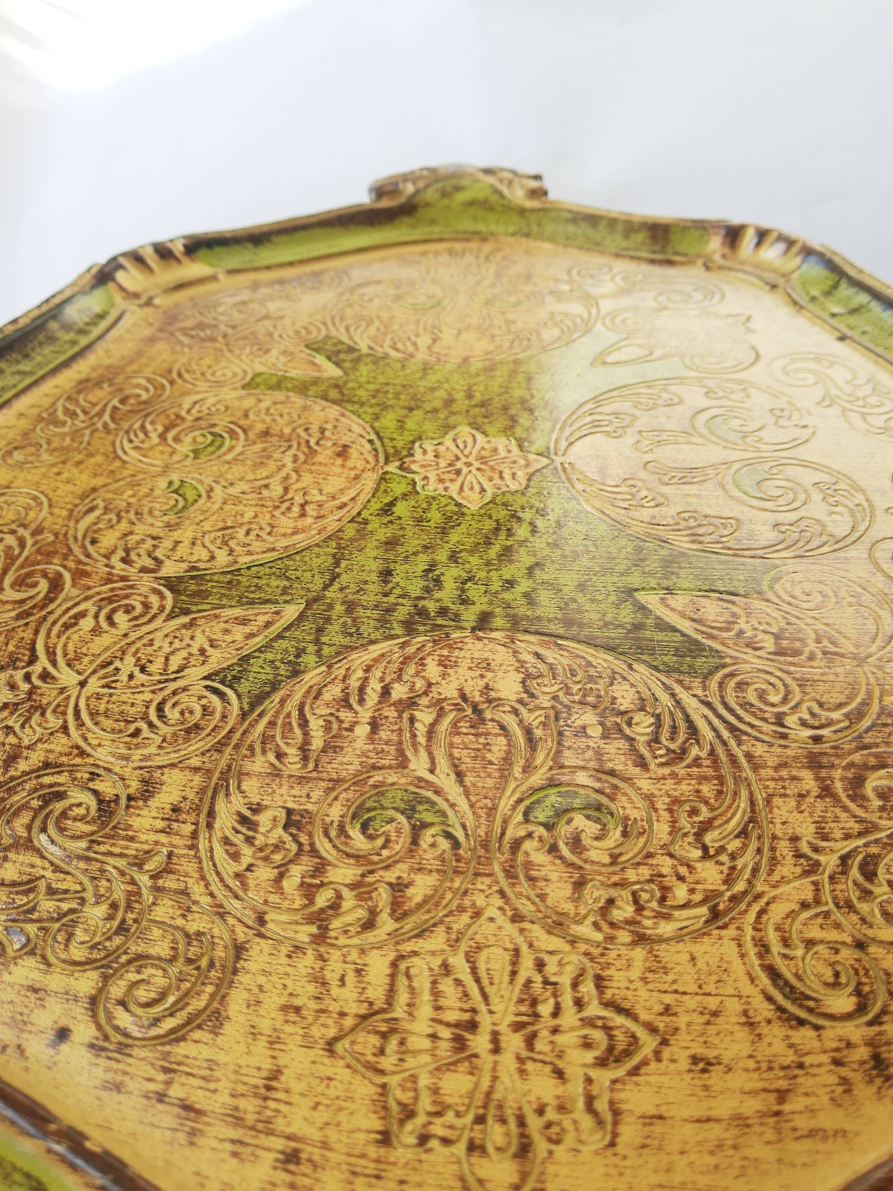 Vintage Italian carved wooden tray