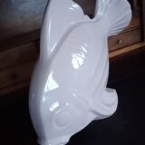 Lejan - poisson art deco en mouvement faïence craquelée rosé