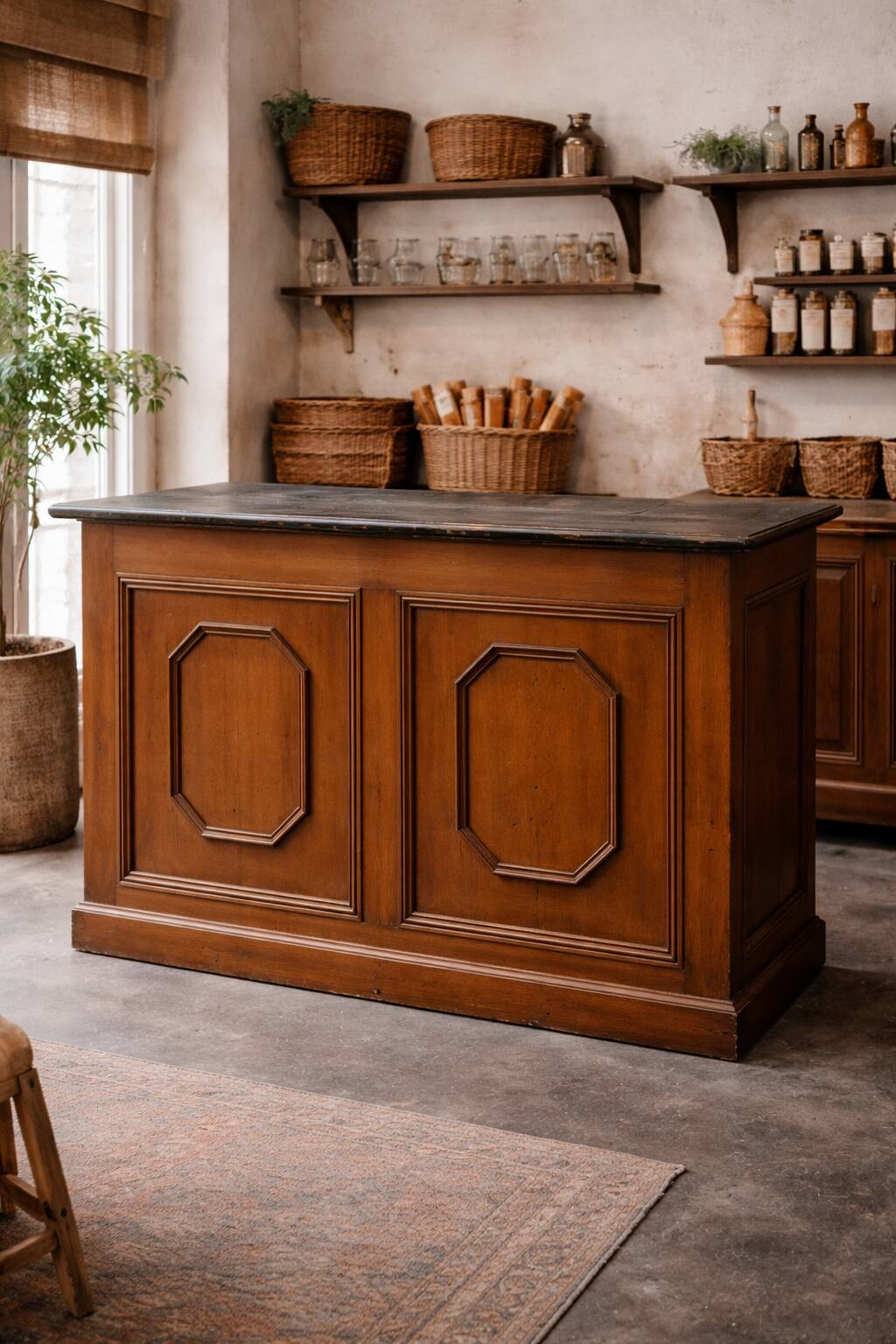 Antique wooden counter – late 19th / early 20th century