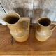 Pair of antique brenne pitchers in beige french stoneware vintage