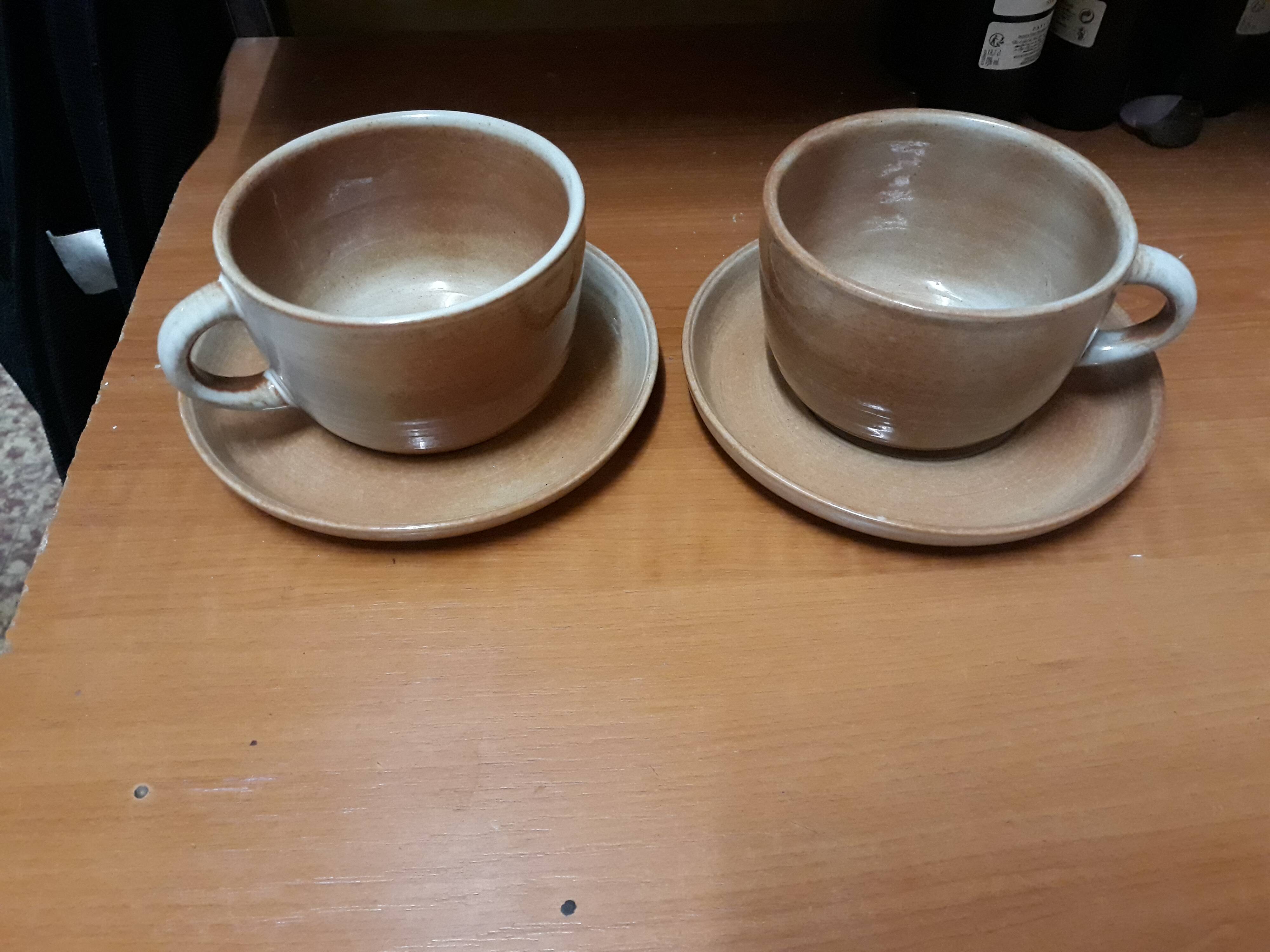 Pair of sandstone cups