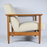Original scandinavian armchair, renovated, 1960s, teak, beige Cord
