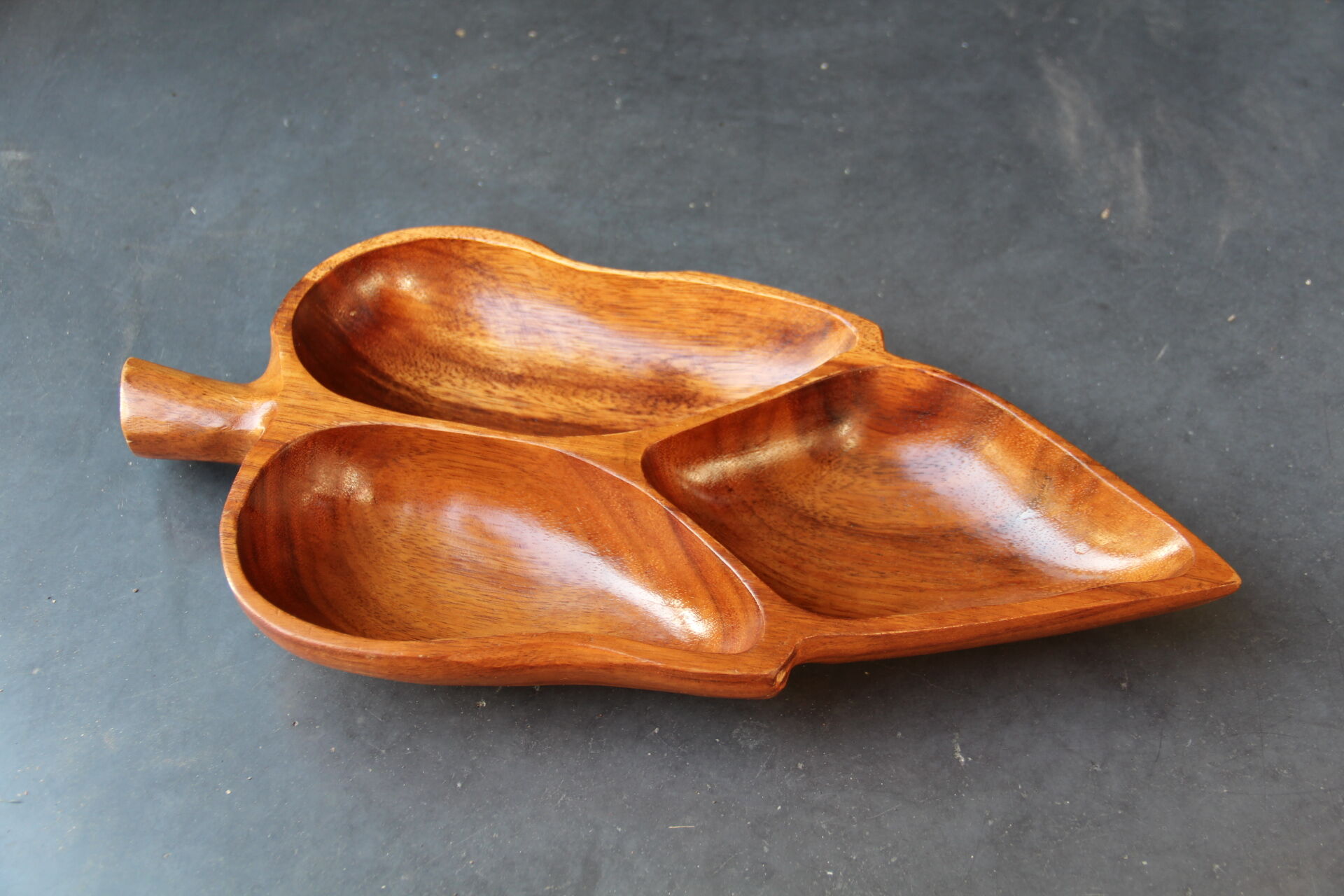 Exotic wooden aperitif tray, circa 1970