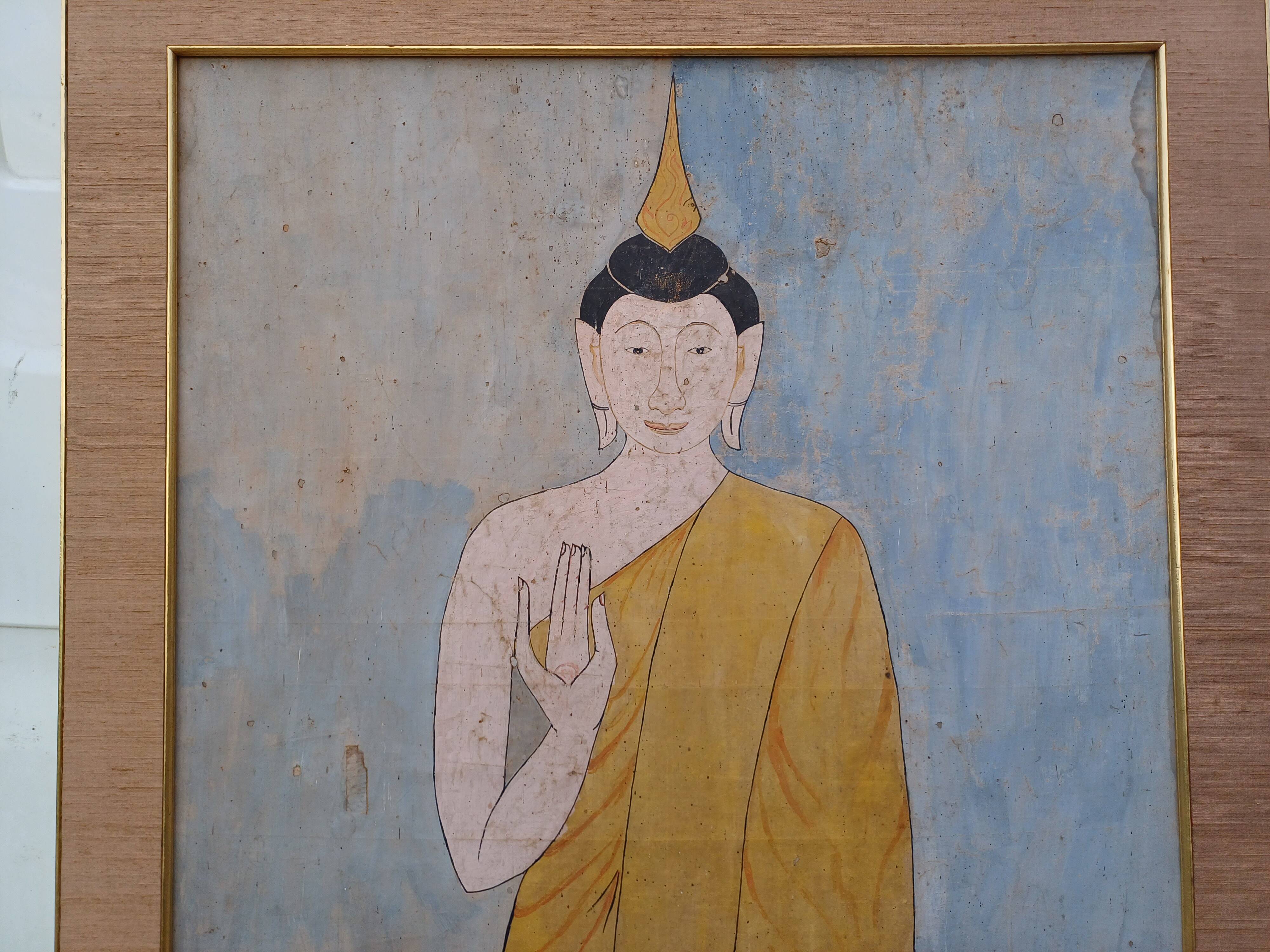 19th Century Silk Painting Buddha Thailand