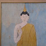 Peinture sur soie Bouddha, Thaïlande 19ème