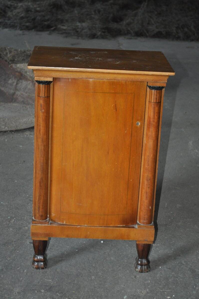 Table de chevet Biedermeier en noyer marron, meuble antique hongrois XIXe siècle