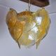 Chandelier leaves Murano Mazzega, gilded frosted glass, italy 1970