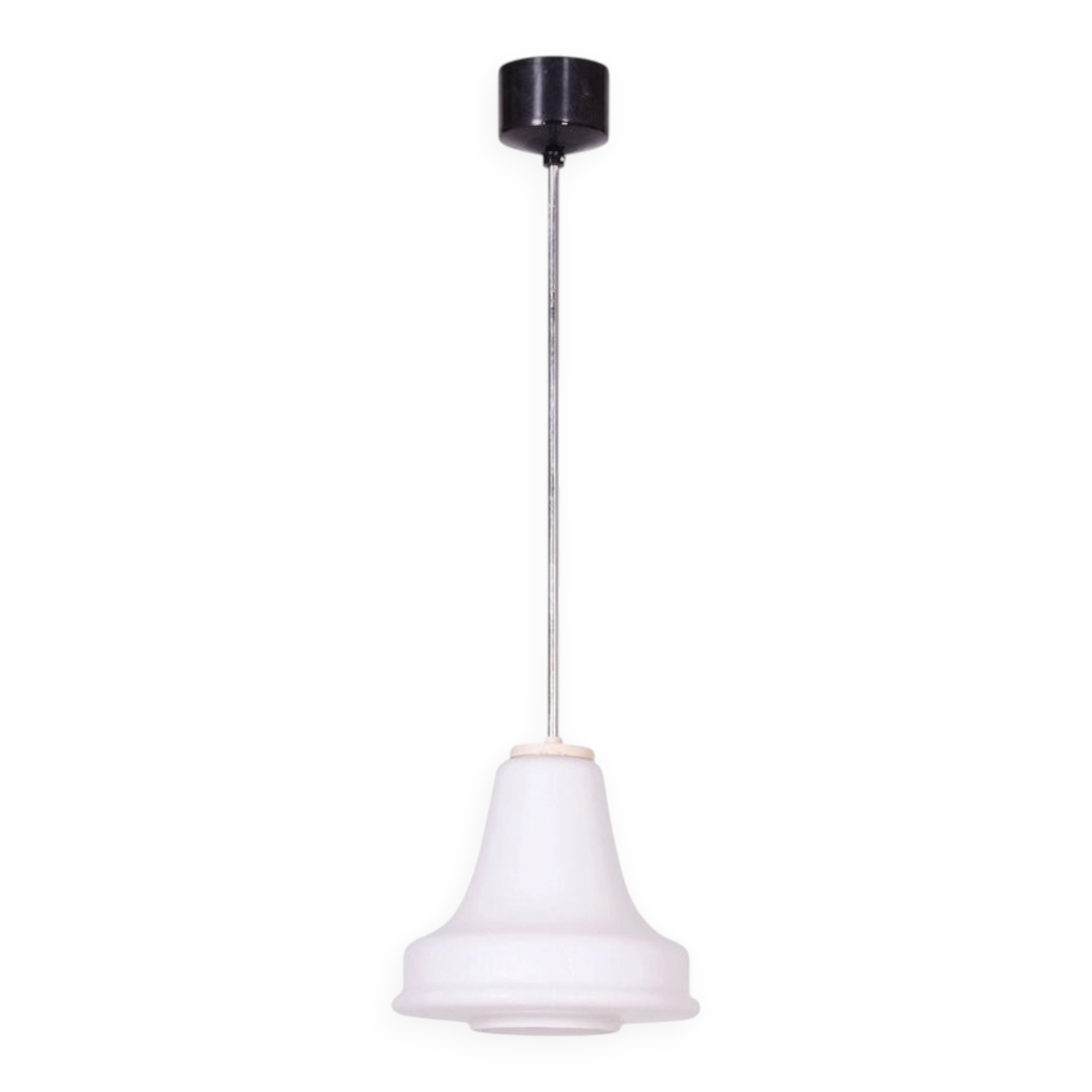 Mid-Century Chandelier in Chrome, Blackened Steel, and Glass, Czech, 1960s