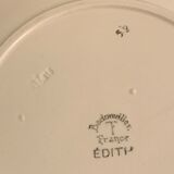 8 assiettes plates anciennes badonviller, modèle edith, 1900