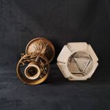 Art Deco Metal Pendant Lamp with Frosted Glass Globe