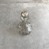 Carafe and glass set in clear glass with vine leaf and engraved grape cluster