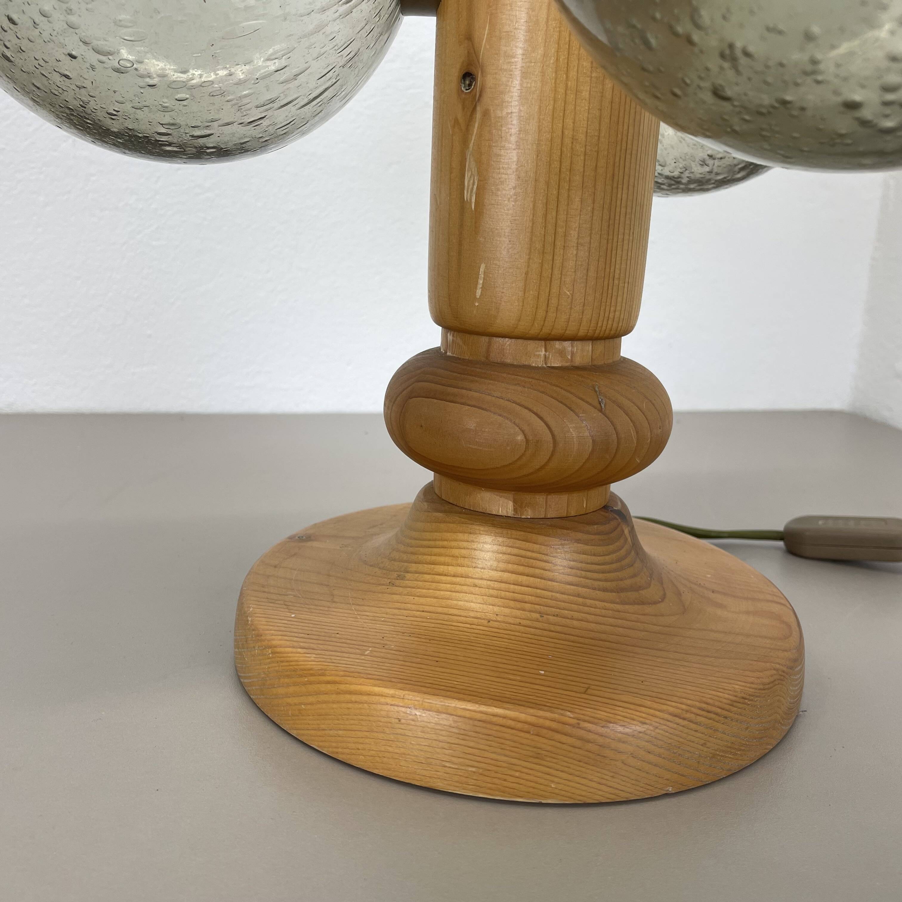 Large Organic Sculptural PINE Wooden Table Light by Temde Lights, Germany 1