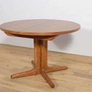Mid-Century Round Teak Extendable Dining Table, United Kingdom, 1950s