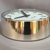 Functional industrial clock brillie polished alu 24 cm station pendulum 1960