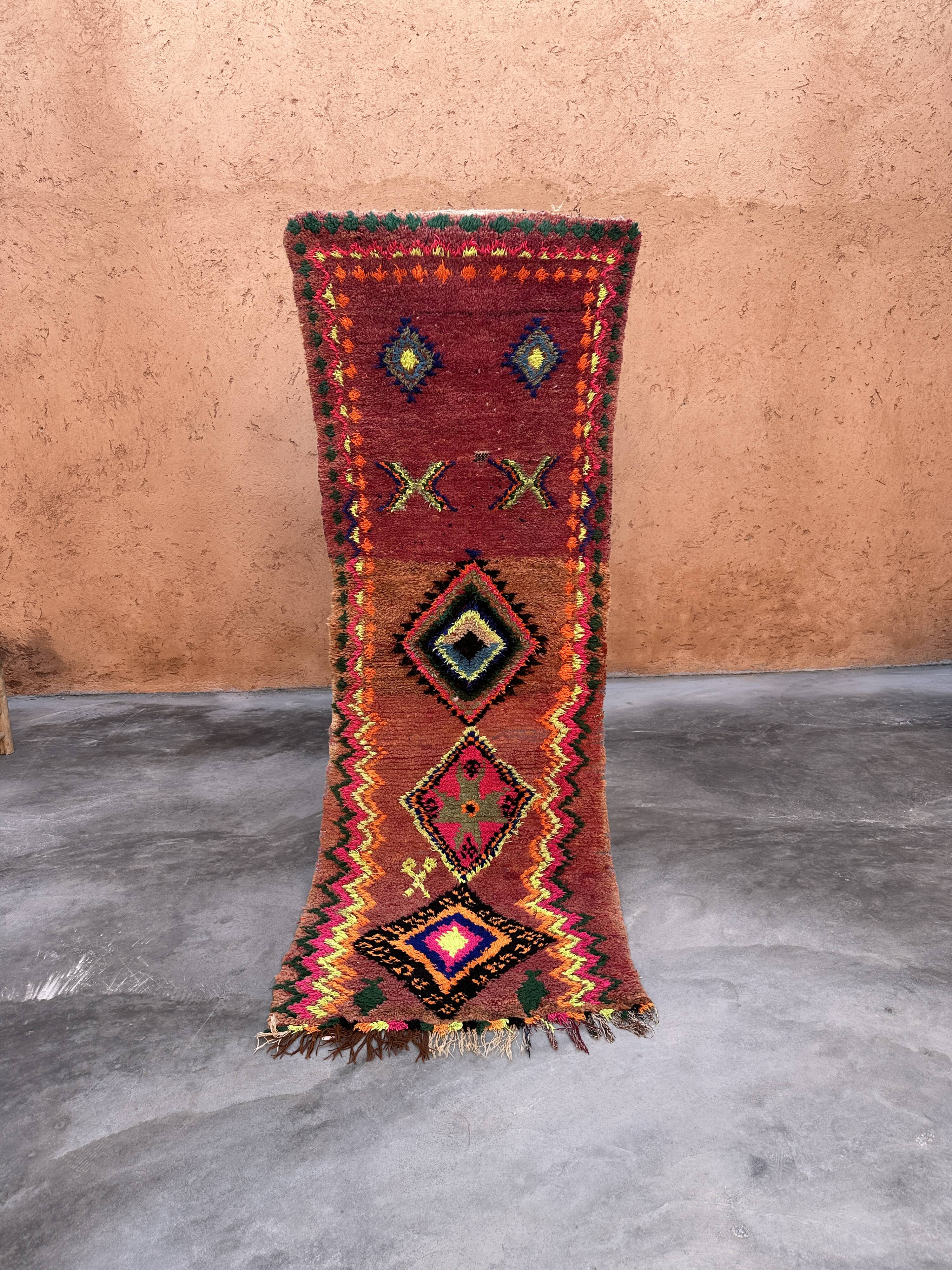 Tapis Marocain Boujad coloré - 90 x 246 cm