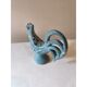 Flower holder in earthenware "rooster" blue shades