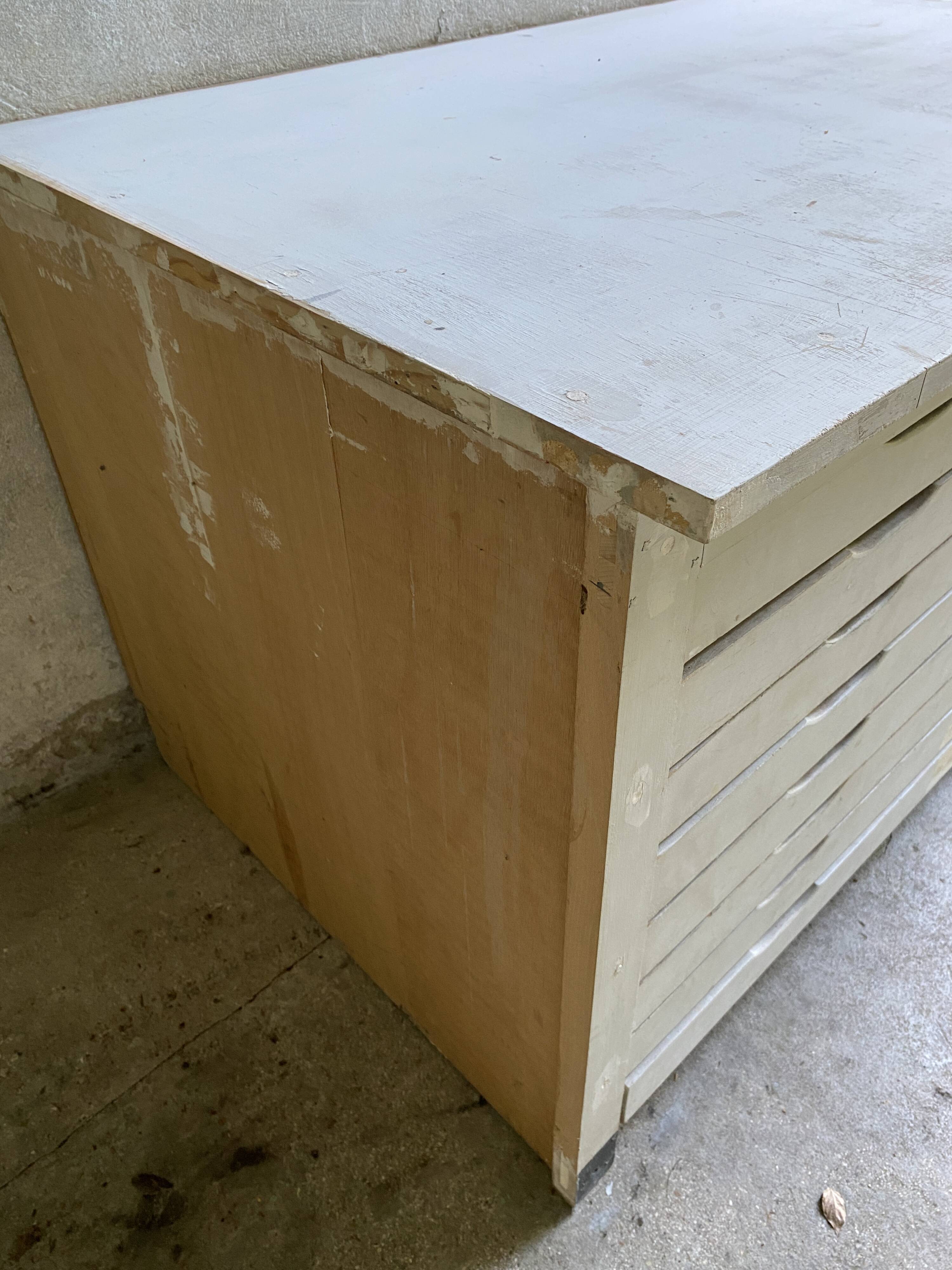 Map cabinet, vintage wooden architect's plan cabinet with 8 drawers